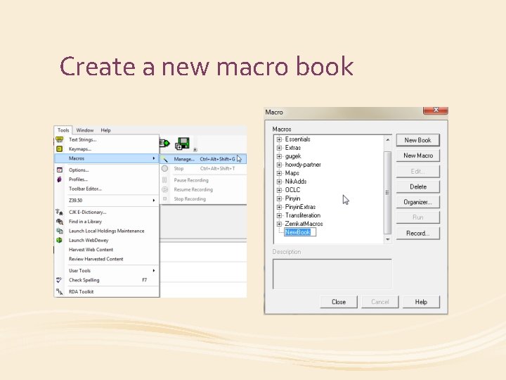 Create a new macro book 
