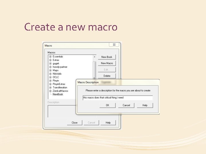 Create a new macro 