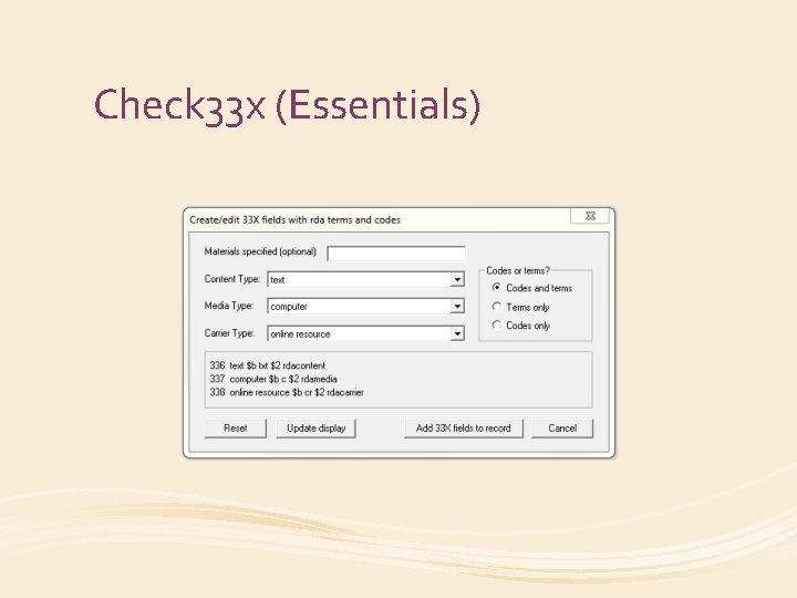 Check 33 x (Essentials) 