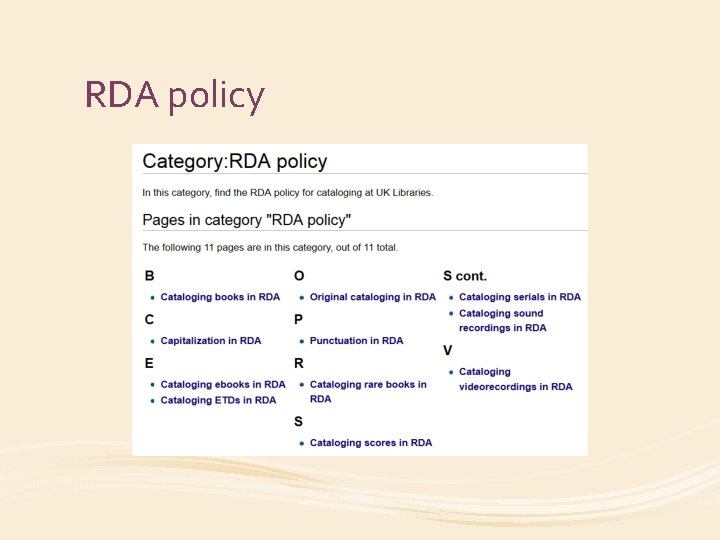 RDA policy 