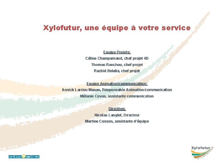 Xylofutur, une équipe à votre service Equipe Projets: Céline Champarnaud, chef projet 4 D