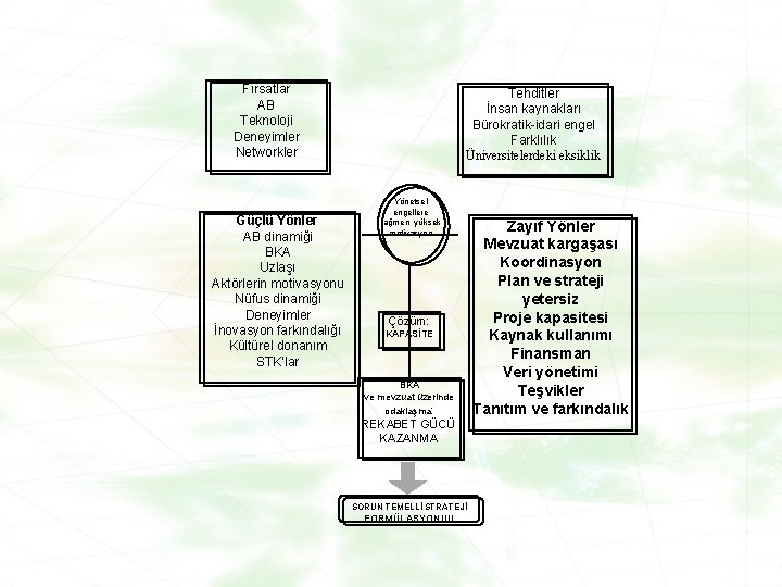 Fırsatlar AB Teknoloji Deneyimler Networkler Güçlü Yönler AB dinamiği BKA Uzlaşı Aktörlerin motivasyonu Nüfus