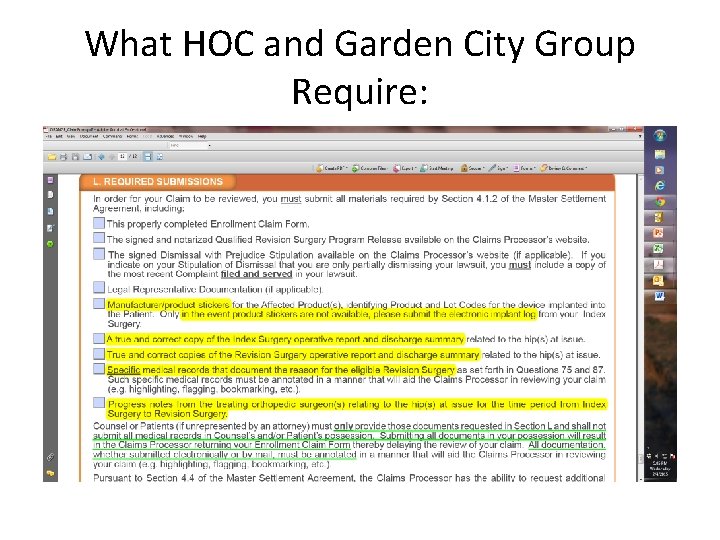 What HOC and Garden City Group Require: 