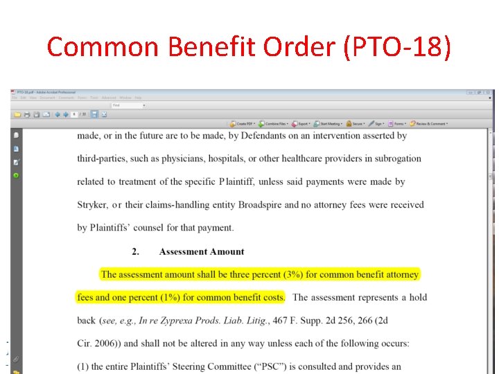 Common Benefit Order (PTO-18) 