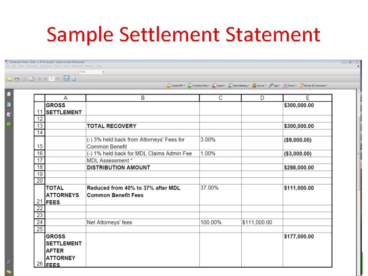 Sample Settlement Statement 