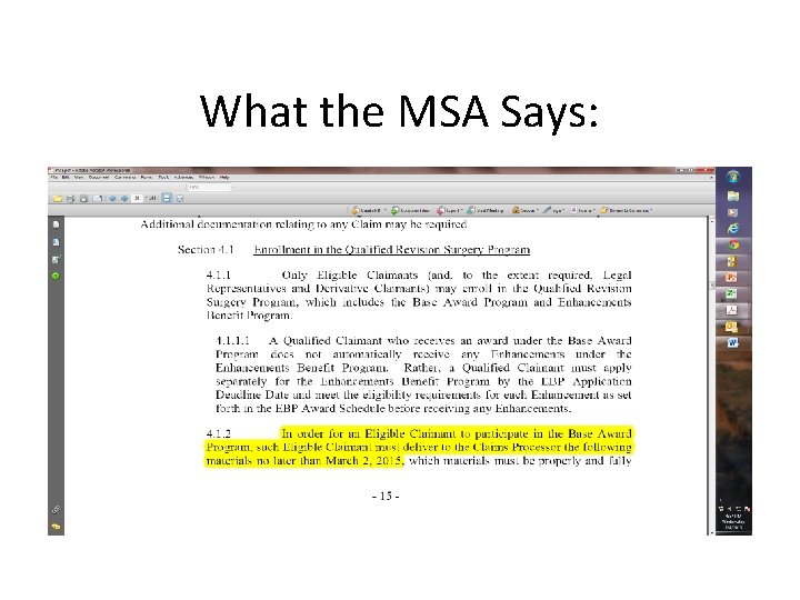 What the MSA Says: 