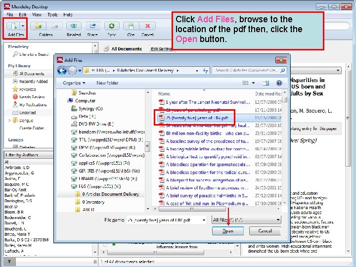 Click Add Files, browse to the location of the pdf then, click the Open