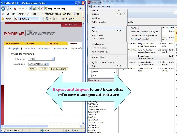 Export and Import to and from other reference management software 