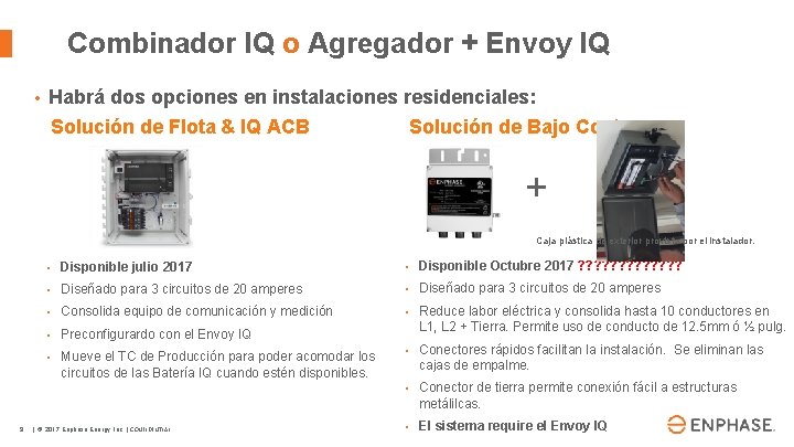 Combinador IQ o Agregador + Envoy IQ • Habrá dos opciones en instalaciones residenciales: