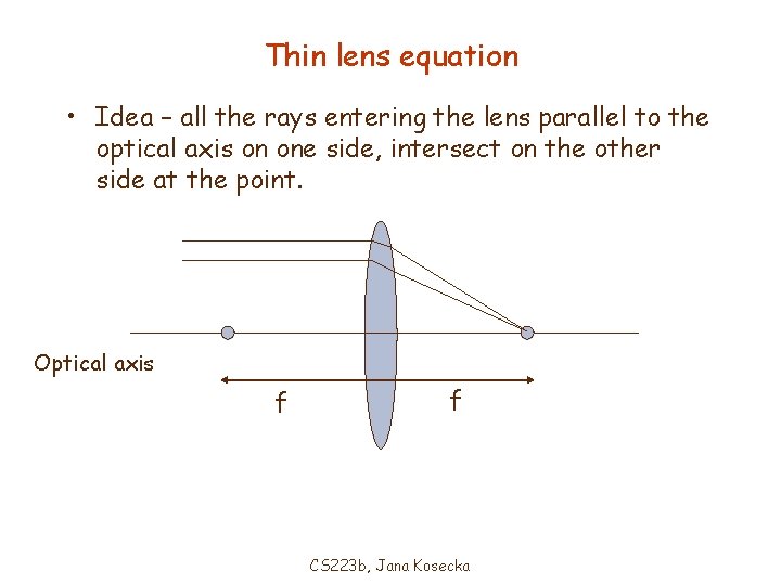 Thin lens equation • Idea – all the rays entering the lens parallel to