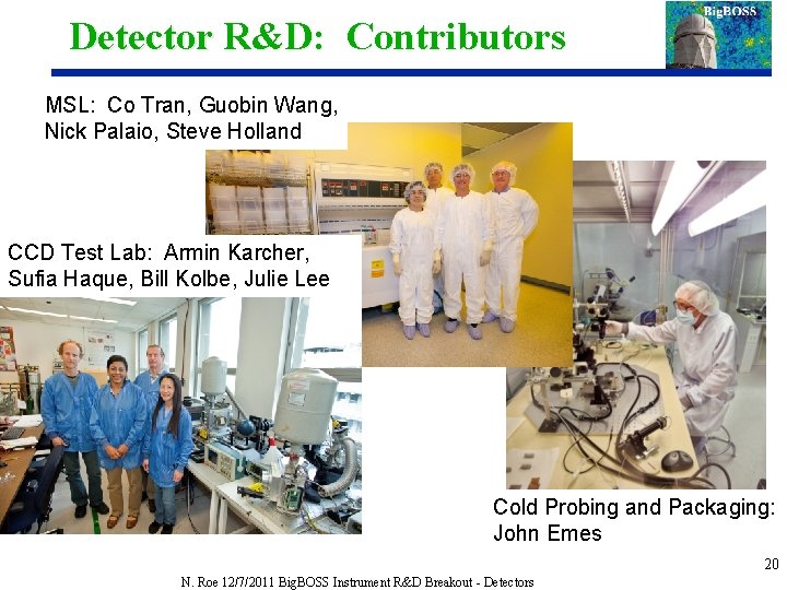 Detector R&D: Contributors MSL: Co Tran, Guobin Wang, Nick Palaio, Steve Holland CCD Test