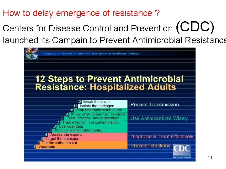 How to delay emergence of resistance ? Centers for Disease Control and Prevention (CDC)