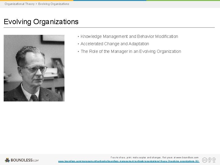 Organizational Theory > Evolving Organizations • Knowledge Management and Behavior Modification • Accelerated Change