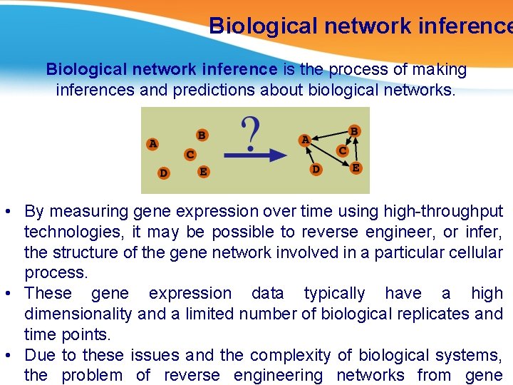 Biological network inference is the process of making inferences and predictions about biological networks.