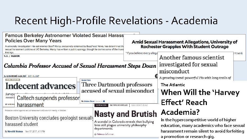 Recent High-Profile Revelations - Academia The Atlantic When Will the ‘Harvey Effect’ Reach Academia?