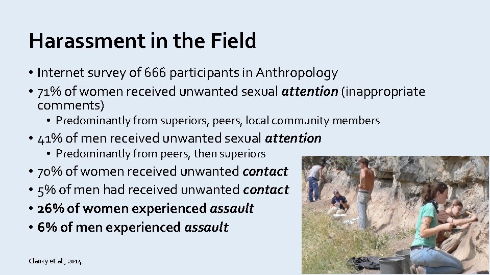 Harassment in the Field • Internet survey of 666 participants in Anthropology • 71%