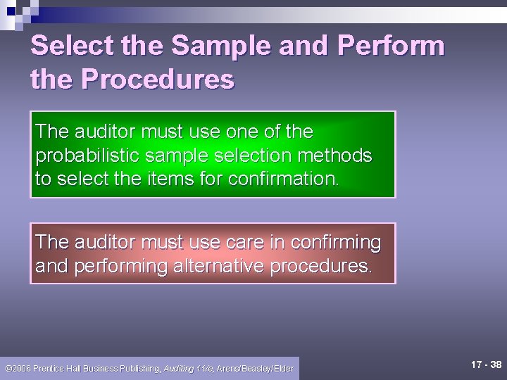 Select the Sample and Perform the Procedures The auditor must use one of the