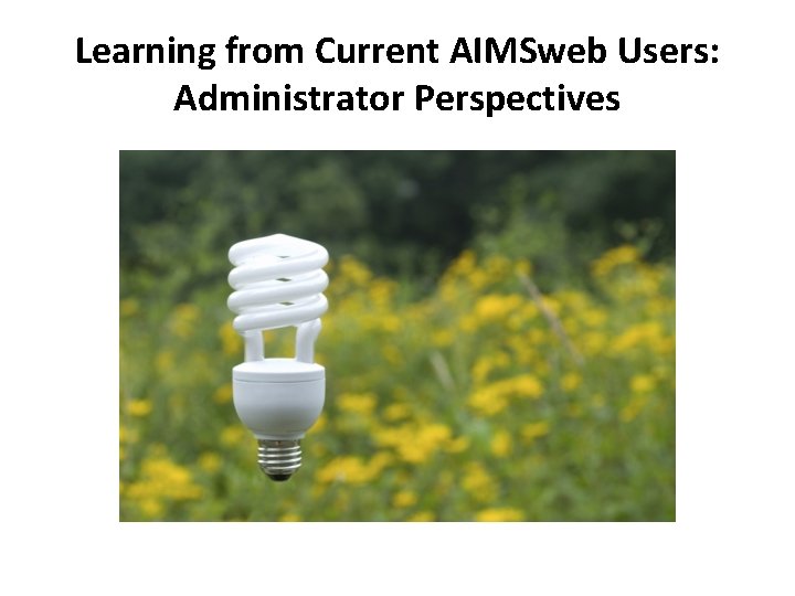 Learning from Current AIMSweb Users: Administrator Perspectives 