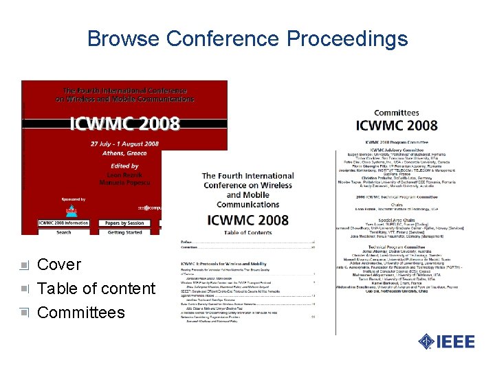 Browse Conference Proceedings Cover Table of content Committees 
