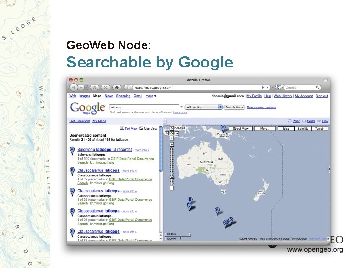 Geo. Web Node: Searchable by Google 