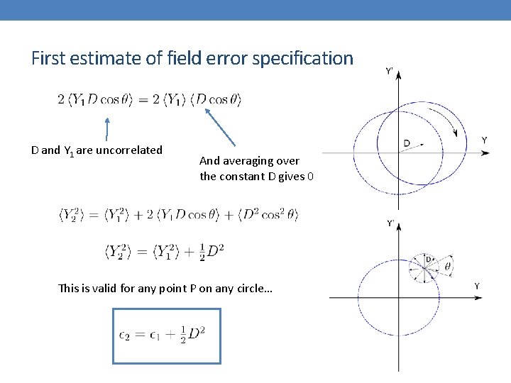 First estimate of field error specification D and Y 1 are uncorrelated And averaging