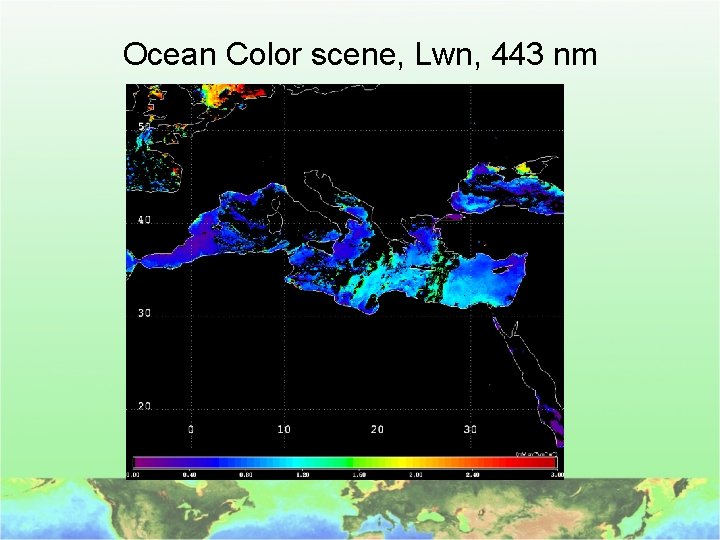Ocean Color scene, Lwn, 443 nm 