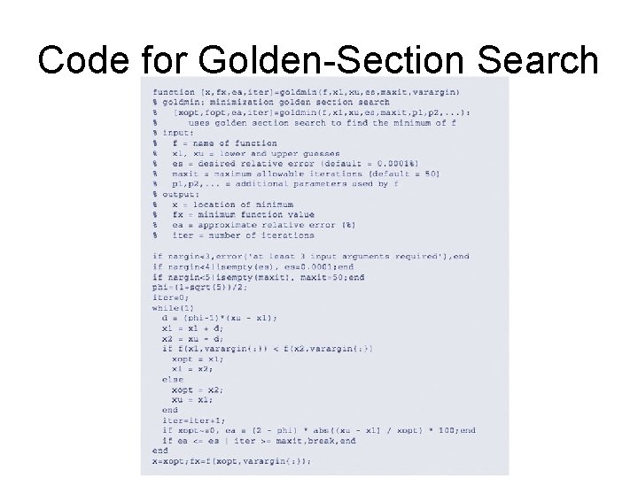 Code for Golden-Section Search 