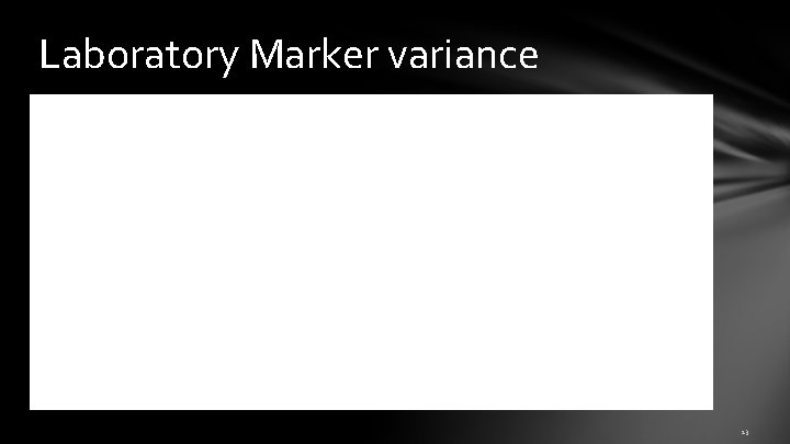 Laboratory Marker variance 13 