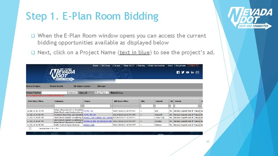 Step 1. E-Plan Room Bidding q When the E-Plan Room window opens you can