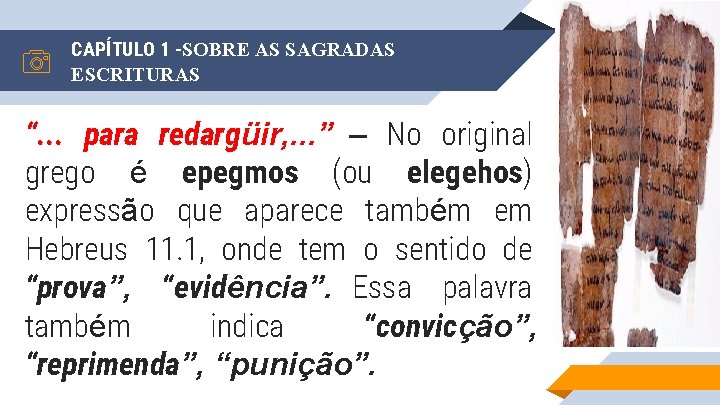 CAPÍTULO 1 -SOBRE AS SAGRADAS ESCRITURAS “. . . para redargüir, . . .