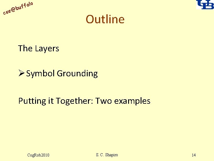 alo uff b @ cse Outline The Layers Ø Symbol Grounding Putting it Together: