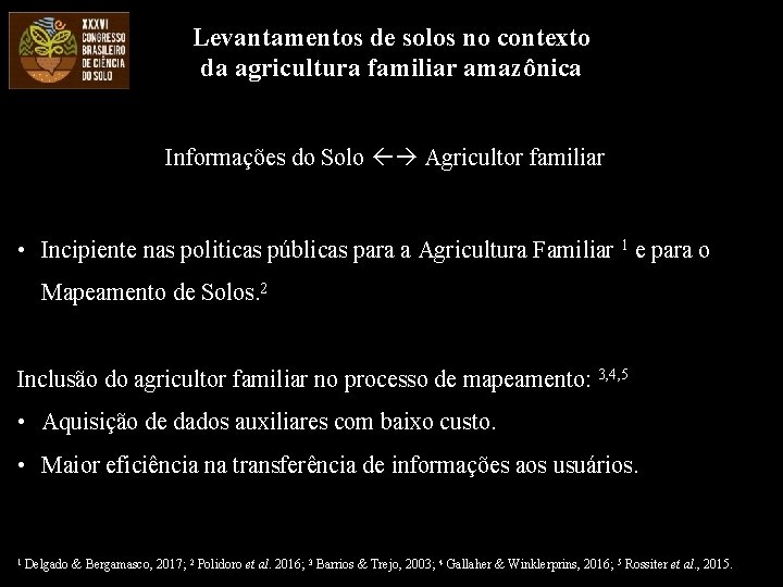 Levantamentos de solos no contexto da agricultura familiar amazônica Informações do Solo Agricultor familiar