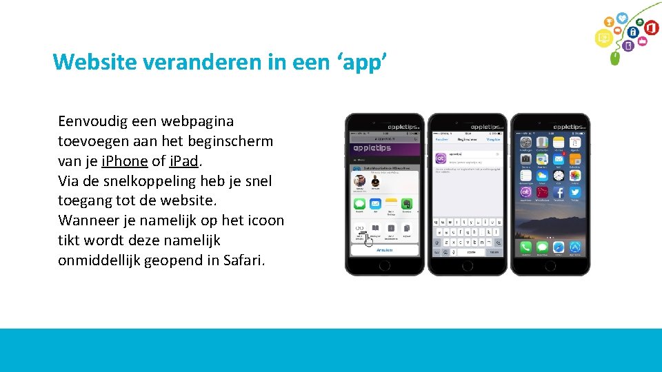 Website veranderen in een ‘app’ Eenvoudig een webpagina toevoegen aan het beginscherm van je