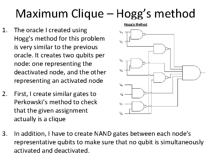 Maximum Clique – Hogg’s method 1. The oracle I created using Hogg’s method for