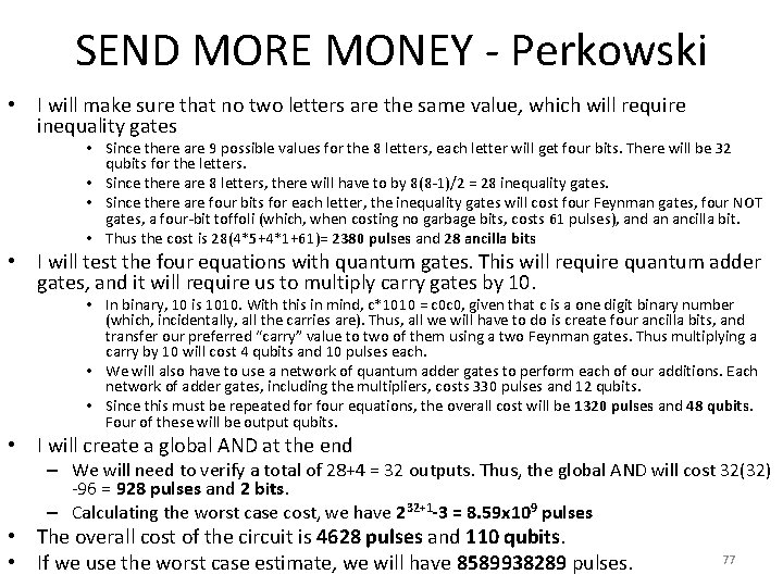 SEND MORE MONEY - Perkowski • I will make sure that no two letters