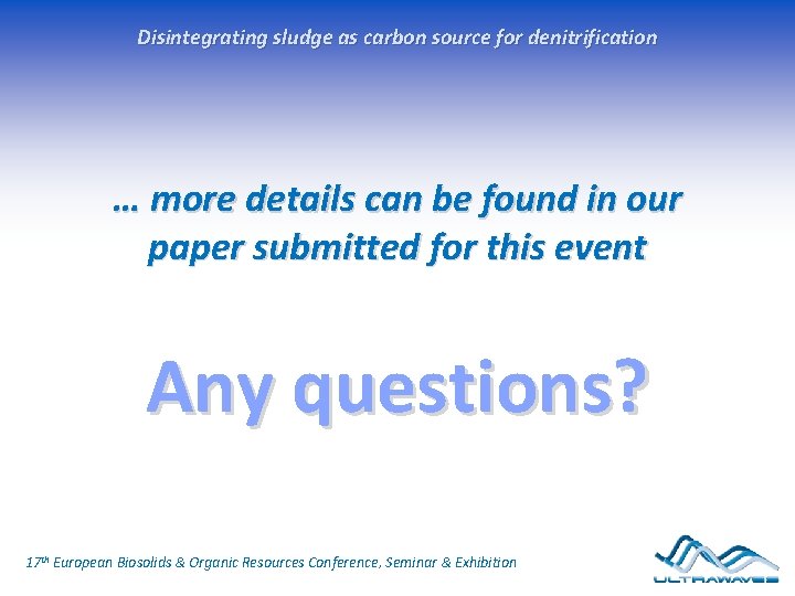 Disintegrating sludge as carbon source for denitrification … more details can be found in Disintegrating sludge as carbon source for denitrification … more details can be found in