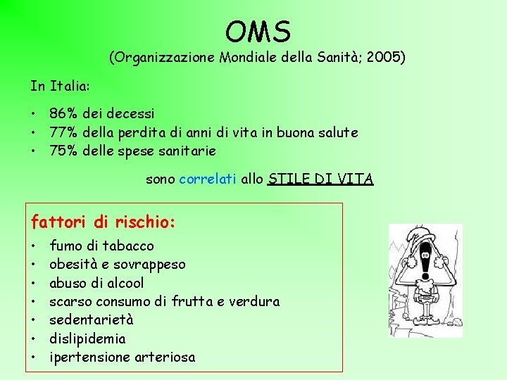 OMS (Organizzazione Mondiale della Sanità; 2005) In Italia: • 86% dei decessi • 77%