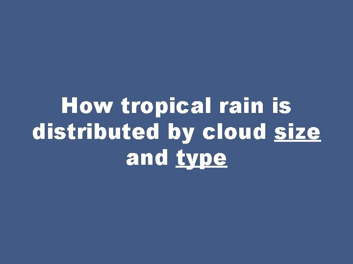 How tropical rain is distributed by cloud size and type 