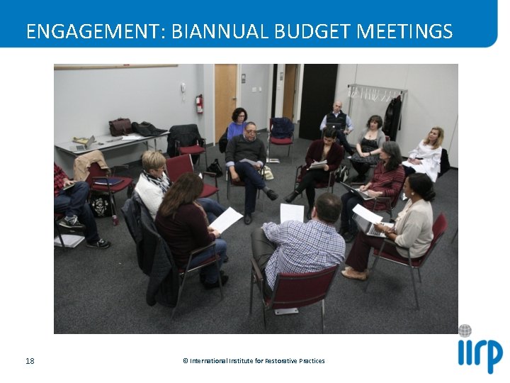 ENGAGEMENT: BIANNUAL BUDGET MEETINGS 18 © International Institute for Restorative Practices 