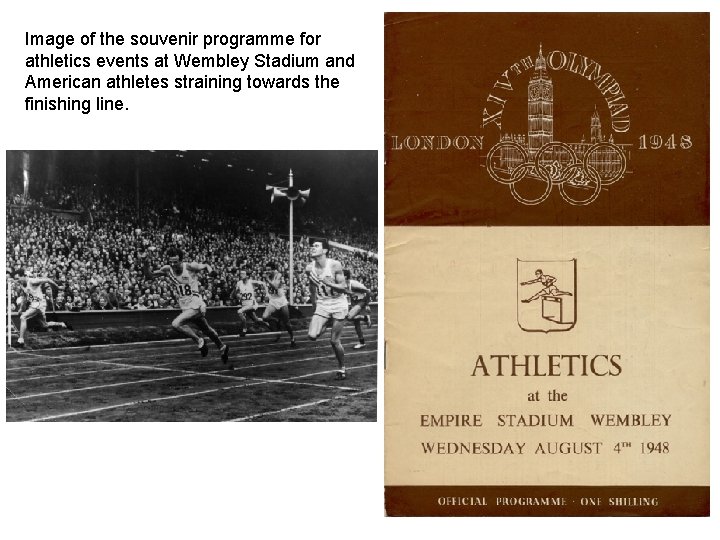 Image of the souvenir programme for athletics events at Wembley Stadium and American athletes