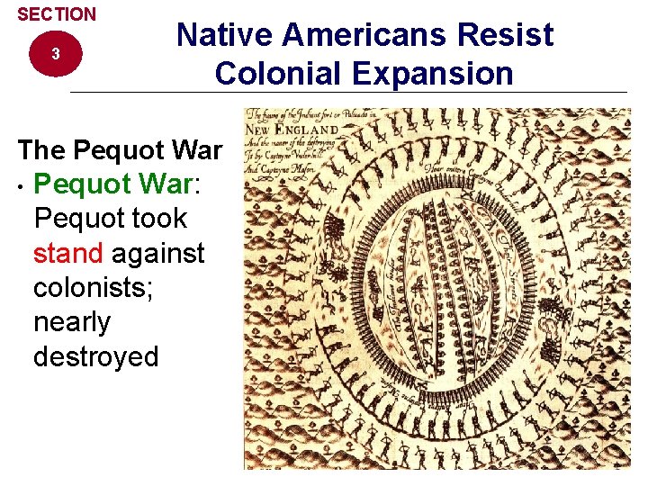 SECTION 3 Native Americans Resist Colonial Expansion The Pequot War • Pequot War: Pequot