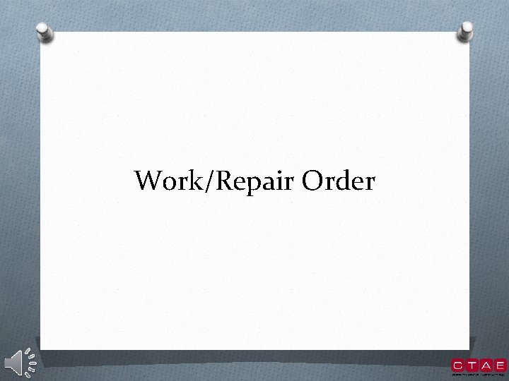 Work/Repair Order 