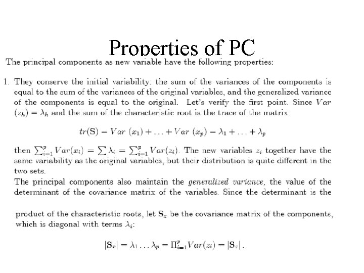 Properties of PC 