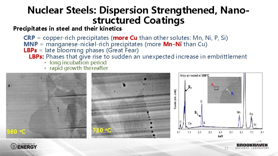 Nuclear Steels: Dispersion Strengthened, Nanostructured Coatings Precipitates in steel and their kinetics CRP =