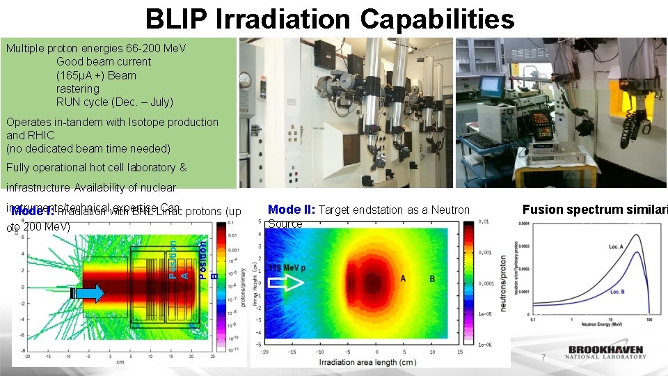 BLIP Irradiation Capabilities Multiple proton energies 66 -200 Me. V Good beam current (165µA