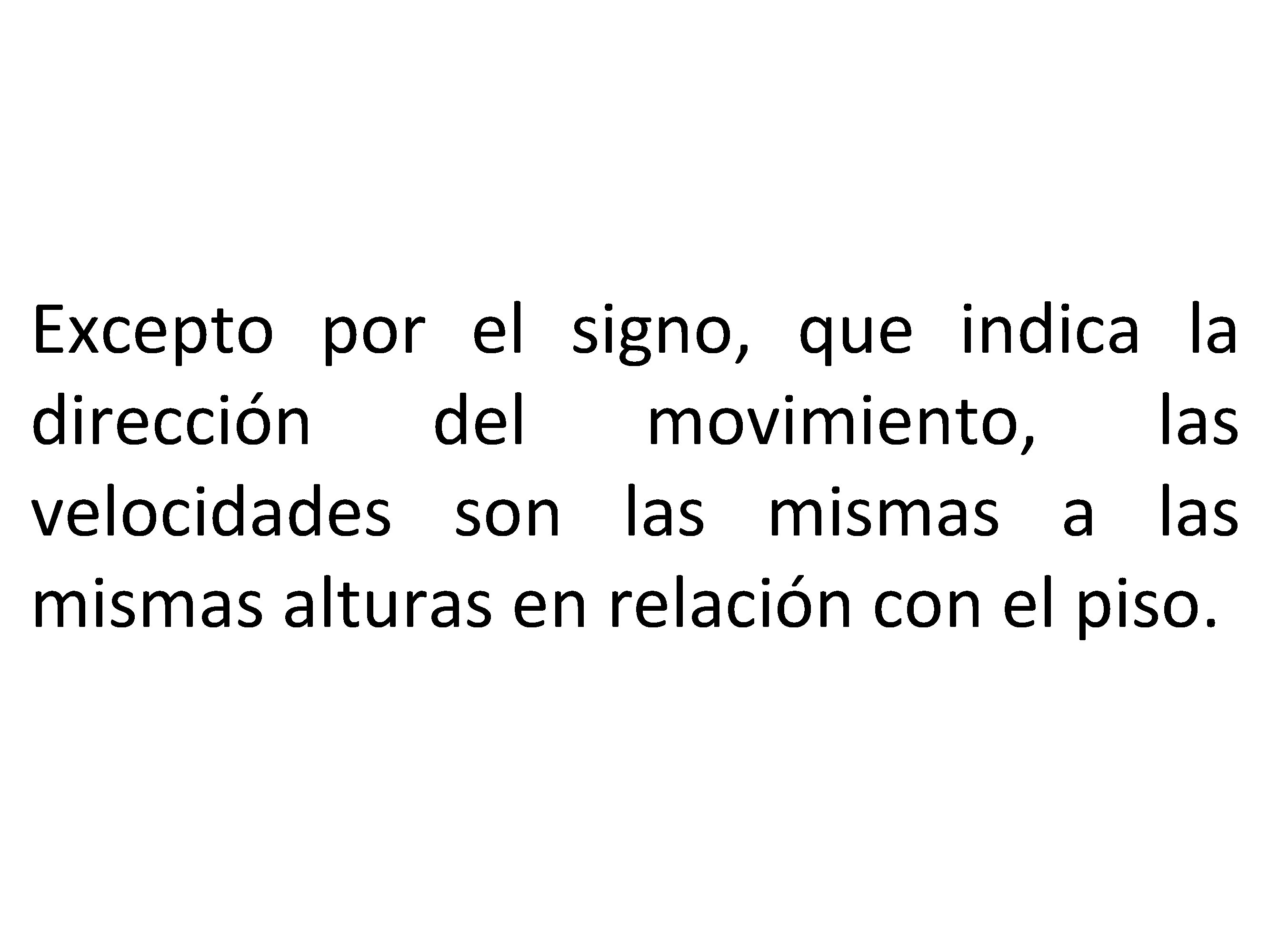 Excepto por el signo, que indica la dirección del movimiento, las velocidades son las