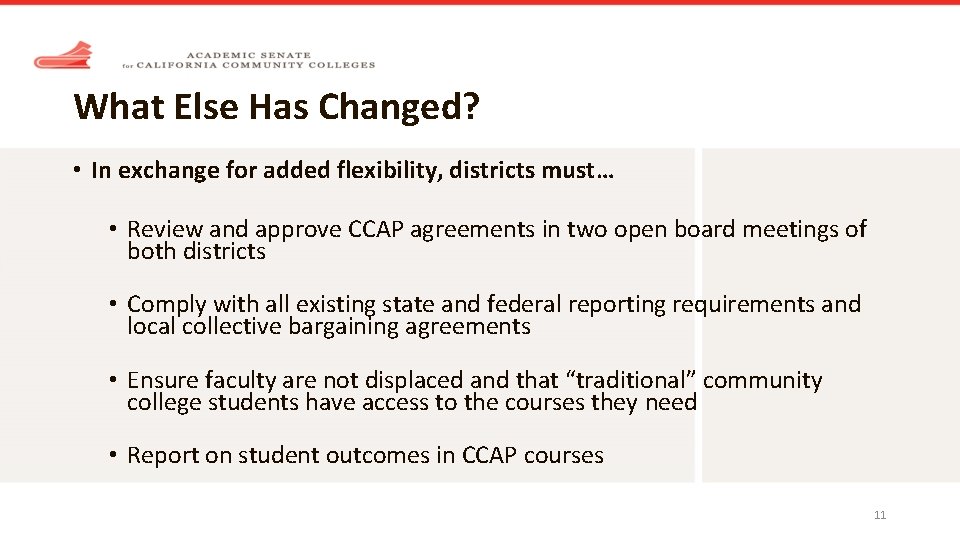 What Else Has Changed? • In exchange for added flexibility, districts must… • Review