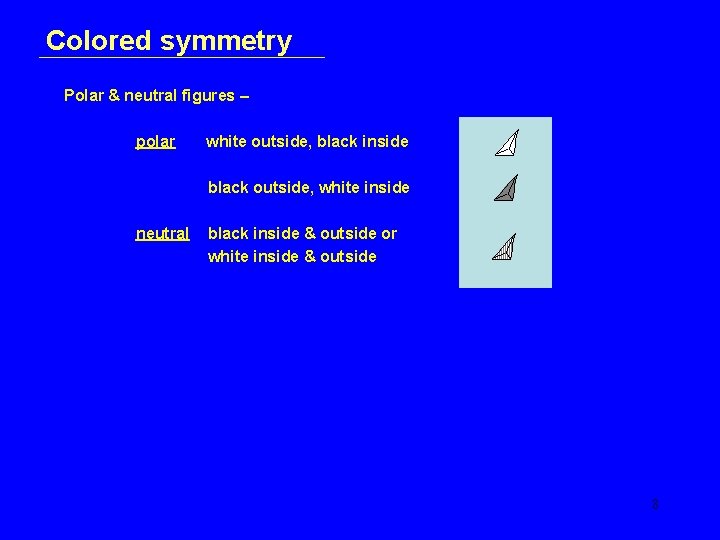 Colored symmetry Polar & neutral figures – polar white outside, black inside black outside,