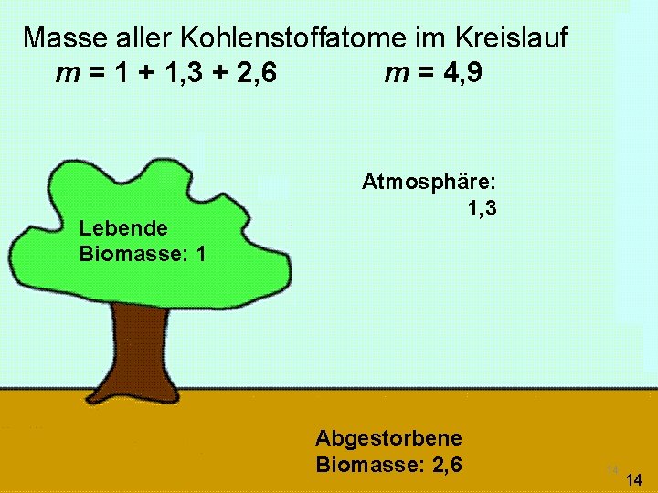 Masse aller Kohlenstoffatome im Kreislauf m = 1 + 1, 3 + 2, 6