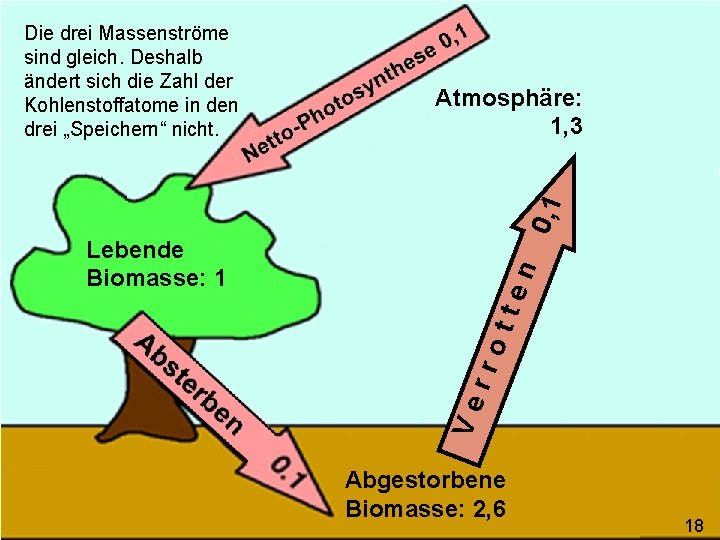 Atmosphäre: 1, 3 tte rro Ve Lebende Biomasse: 1 n 0, 1 Die drei